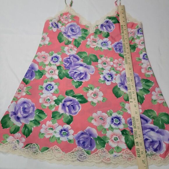 Vtg Victorias Secret Gold Label Slip Dress 90s Y2K Floral Lace Babydoll Medium - Picture 8 of 16